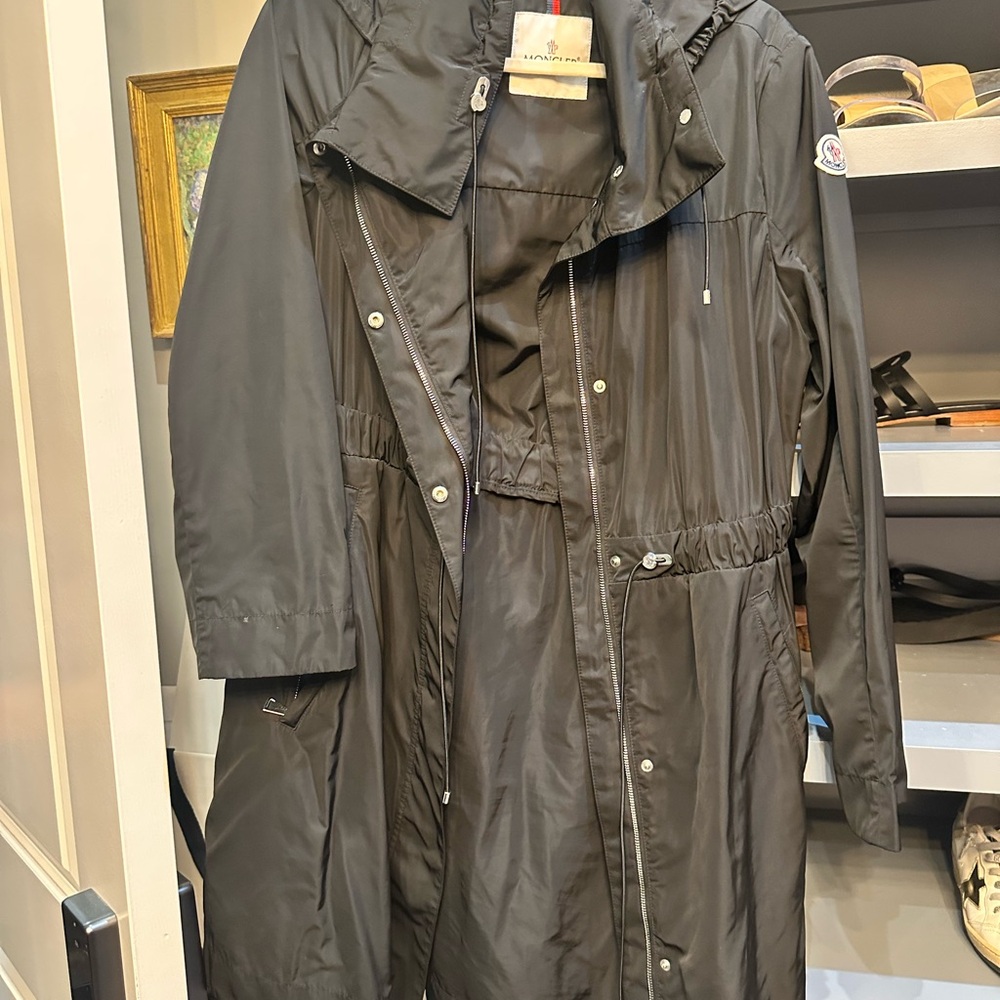 Black Moncler Long Rain Jacket